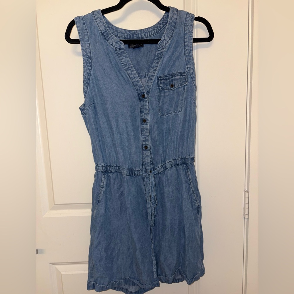Denim Sleeveless Button-Down Romper